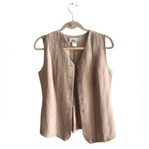 Design Today’s | Vintage Tailored Suit Vest | Tan Button Up | Women’s Size Large
